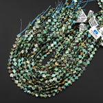 Lucky 4 Four Leaf Clover Faceted Beads Natural African Turquoise Carved 8mm Gemstone 15.5" Strand