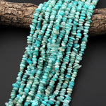 Natural Peruvian Amazonite Freeform Center Drilled Rondelle Chip Beads 15.5" Strand