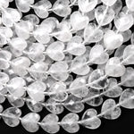 Icy Natural Rock Quartz Crystal Faceted Heart Beads 12mm Gemstone 15.5" Strand
