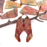 Handcut Natural Red Creek Jasper Large Flat Irregular Freeform Earring Cab Pair Drilled Matched Gemstone Bead Pair
