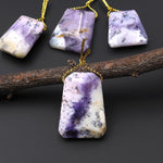 Rare Natural Oregon Purple Plume Agate Trapezoid Side Drilled Pendant