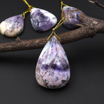 Rare Natural Oregon Purple Plume Agate Teardrop Side Drilled Pendant