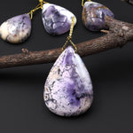 Rare Natural Oregon Purple Plume Agate Teardrop Side Drilled Pendant