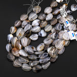 AAA Natural Montana Agate Freeform Oval Focal Beads Highly Polished Amazing Scenic Pattern Dendritic Matrix 15.5" Strand