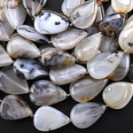 AAA Natural Montana Agate Smooth Teardrop Focal Beads Vertically Drilled 15.5" Strand