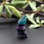 Hand-Carved Natural Candy Fluorite Eagle Figurine Crystal Miniature 2"