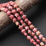 Natural Pink Petrified Rhodonite Beads 8mm Carved Star Gemstone 15.5" Strand