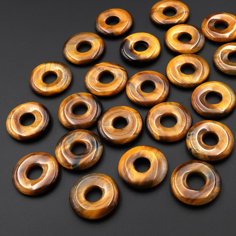 Natural Tiger's Eye Donut Pendant 18mm 20mm 24mm