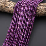 AAA Faceted Natural Purple Stichtite Round Beads 2mm 3mm 15.5" Strand