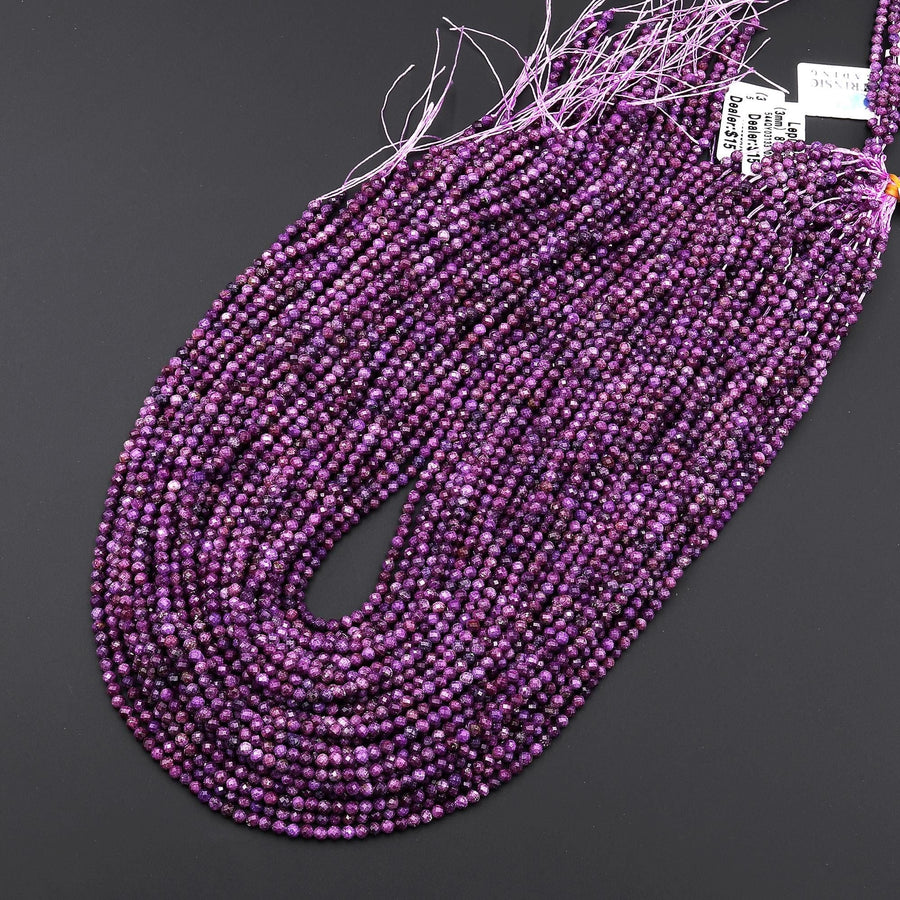AAA Faceted Natural Purple Stichtite Round Beads 2mm 3mm 15.5" Strand