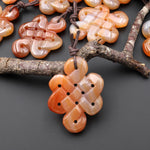 Hand Carved Natural Carnelian Infinity Eternal Endless Knot Gemstone Pendant