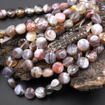 Faceted Natural Botswana Agate 8mm Coin Beads Gemstone 15.5" Strand