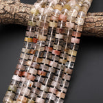 AAA Natural Brazilian Phantom Rutile Crystal Quartz Thick Rondelle 10mm 12mm Beads 15.5" Strand