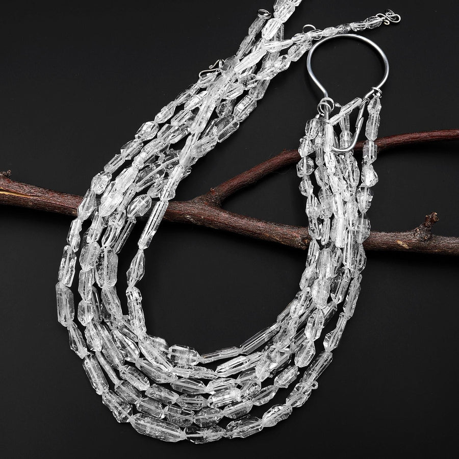 AAA Grade Super Clear Long Thin Natural Herkimer Diamond Quartz Beads 16" Strand