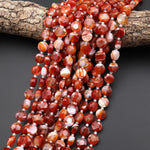 AAA Natural Striped Red Agate Faceted 10mm Coin Beads 15.5" Strand