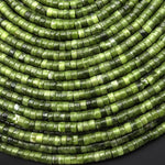 Natural Russian Serpentine Green Jade 4mm Smooth Heishi Rondelle Beads 15.5" Strand