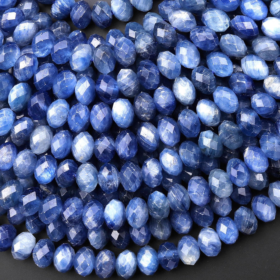 AAA Faceted Genuine Natural Kyanite 4mm 6mm 8mm Rondelle Beads 15.5" Strand