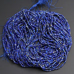Natural Blue Lapis Lazuli Round Beads 2mm 3mm 4mm 5mm Faceted Round Beads Diamond Cut Gemstone 15.5" Strand