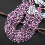 Faceted Genuine Natural Russian Purple Charoite 3mm Cube Beads Gemstone 15.5" Strand