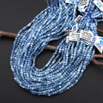 Faceted Natural Blue Aquamarine 4mm Cube Beads Translucent Birthstone Gemstone 15.5" Strand