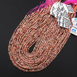 Faceted Natural Rhodochrosite 3mm Round Beads Micro Laser Diamond Cut Gemstone 15.5" Strand