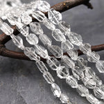 Extremely Rare AAA Grade Super Clear Natural Herkimer Diamond Quartz Flat Vertically Drilled Nugget Beads Double Pointed Quartz 16" Strand