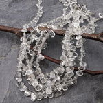 Extremely Rare AAA Grade Super Clear Natural Herkimer Diamond Quartz Top Side Drilled Flat Teardrop Beads Double Pointed Quartz 16" Strand