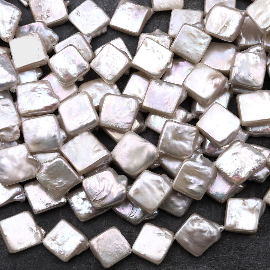 Natural White Marquise Diamond Diagonally Drilled Freshwater Pearl 16" Strand