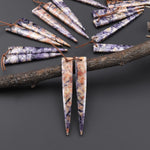 Natural Purple Brecciated Jasper Earring Pair Long Dagger Triangle Cabochon Cab Drilled Matched Beads