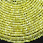 Natural Chartreuse Yellow Green Jade 4mm Heishi Gemstone Beads 15.5" Strand