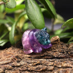 Hand-Carved Natural Fluorite Bear Figurine Crystal Miniature 2" A2