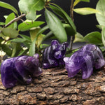 Hand-Carved Natural Purple Amethyst Bear Figurine Crystal Miniature 2"