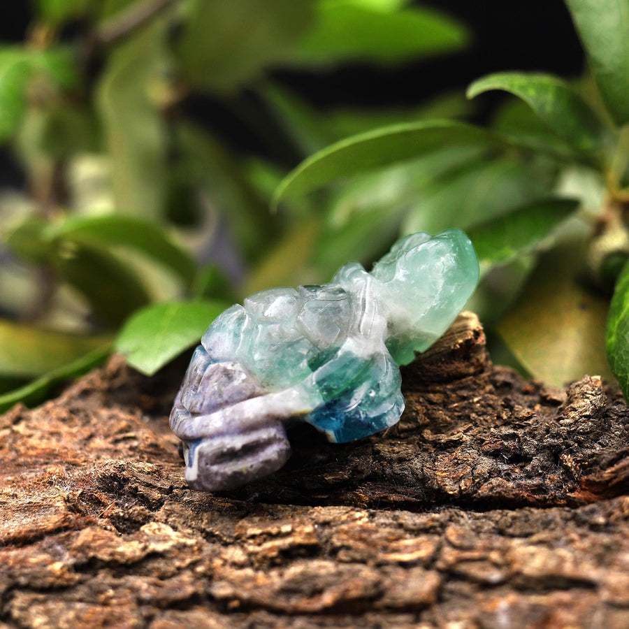 Hand-Carved Natural Fluorite Turtle Figurine Crystal Miniature