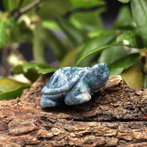 Hand-Carved Natural Indian Agate Turtle Figurine Crystal Miniature A3
