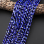 Natural Blue Lapis 4x2mm Small Thin Smooth Spacer Tube Beads 15.5" Strand