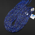 Natural Blue Lapis 4x2mm Small Thin Smooth Spacer Tube Gemstone Beads 15.5" Strand