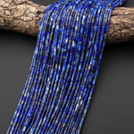 Natural Blue Lapis 4x2mm Small Thin Smooth Spacer Tube Gemstone Beads 15.5" Strand