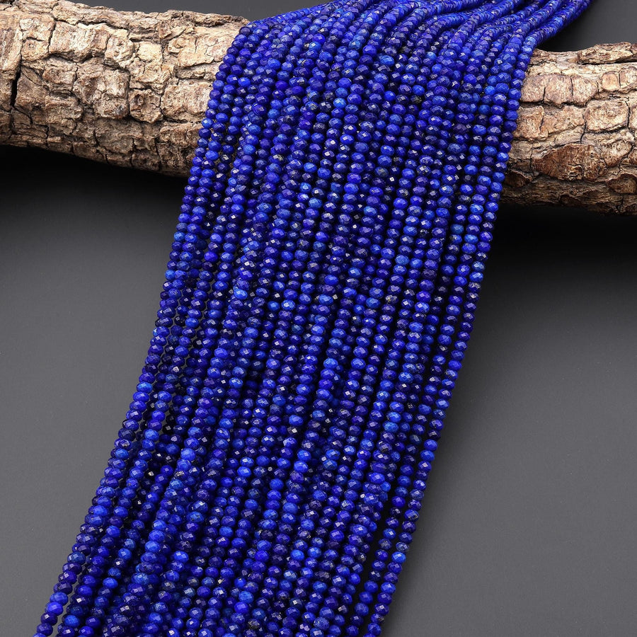 AAA Faceted Natural Blue Lapis Rondelle Beads 3mm 15.5" Strand