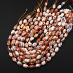 Tibetan Agate Barrel Drum Barrel Beads Dzi Agate Orange Terra Cotta Ancient Antique Vintage Looking Boho Beads 14" Strand