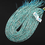 Natural Peruvian Amazonite 4x2mm Small Thin Smooth Spacer Tube Beads 15.5" Strand