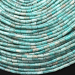 Natural Peruvian Amazonite 4x2mm Small Thin Smooth Spacer Tube Beads 15.5" Strand