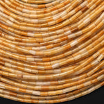 Natural Yellow Aventurine 4x2mm Small Thin Smooth Spacer Tube Beads 15.5" Strand