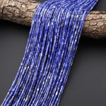 AAA Natural Denim Blue Sodalite 4x2mm Small Thin Smooth Spacer Tube Beads 15.5" Strand