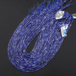 AAA Natural Denim Blue Sodalite 4x2mm Small Thin Smooth Spacer Tube Beads 15.5" Strand