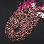 Natural Pink Rhodonite 4x2mm Small Thin Smooth Spacer Tube Beads 15.5" Strand