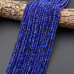 Faceted Natural Blue Lapis 3mm Round Beads Gemstone 15.5" Strand