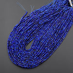 Faceted Natural Blue Lapis 3mm Round Beads Gemstone 15.5" Strand