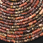 Natural Leopard Skin Jasper 4x13mm Smooth Thin Long Tube Beads 15.5" Strand