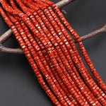 AAA Faceted Natural Red Jasper Beads 6mm hexagon Heishi Rondelle 15.5" Strand