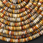 Natural Yellow Crazy Lace Agate Thin Rondelle 6mm Gemstone Beads 15.5" Strand
